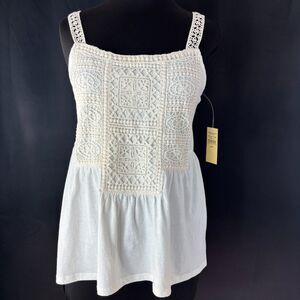 New Deadstock American Eagle Womens Crochet Tank Top M Cream Festival Boho 2014